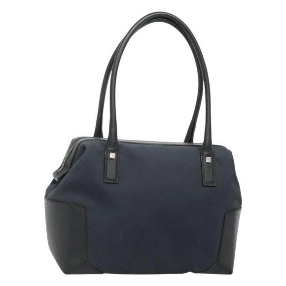 Salvatore Ferragamo Hand Bag Nylon Leather Black Silver Auth bs27088 - Picture 1 of 16